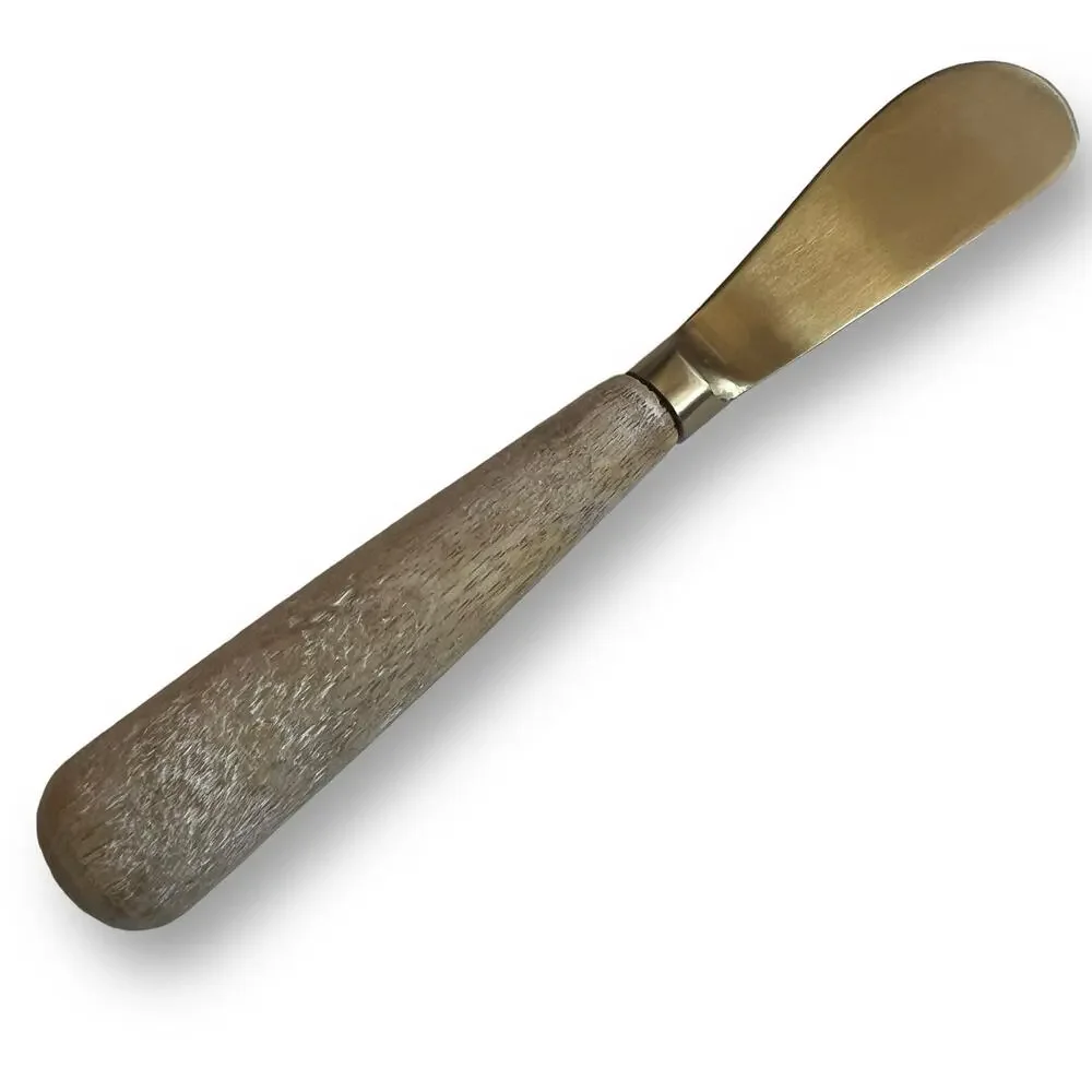 Macys Etched Wood Handle Brass Blade Spreaders Set of 2 Cheese Appetizers Gift